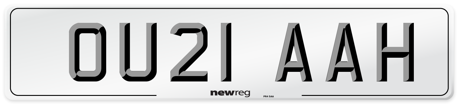 OU21 AAH Number Plate from New Reg